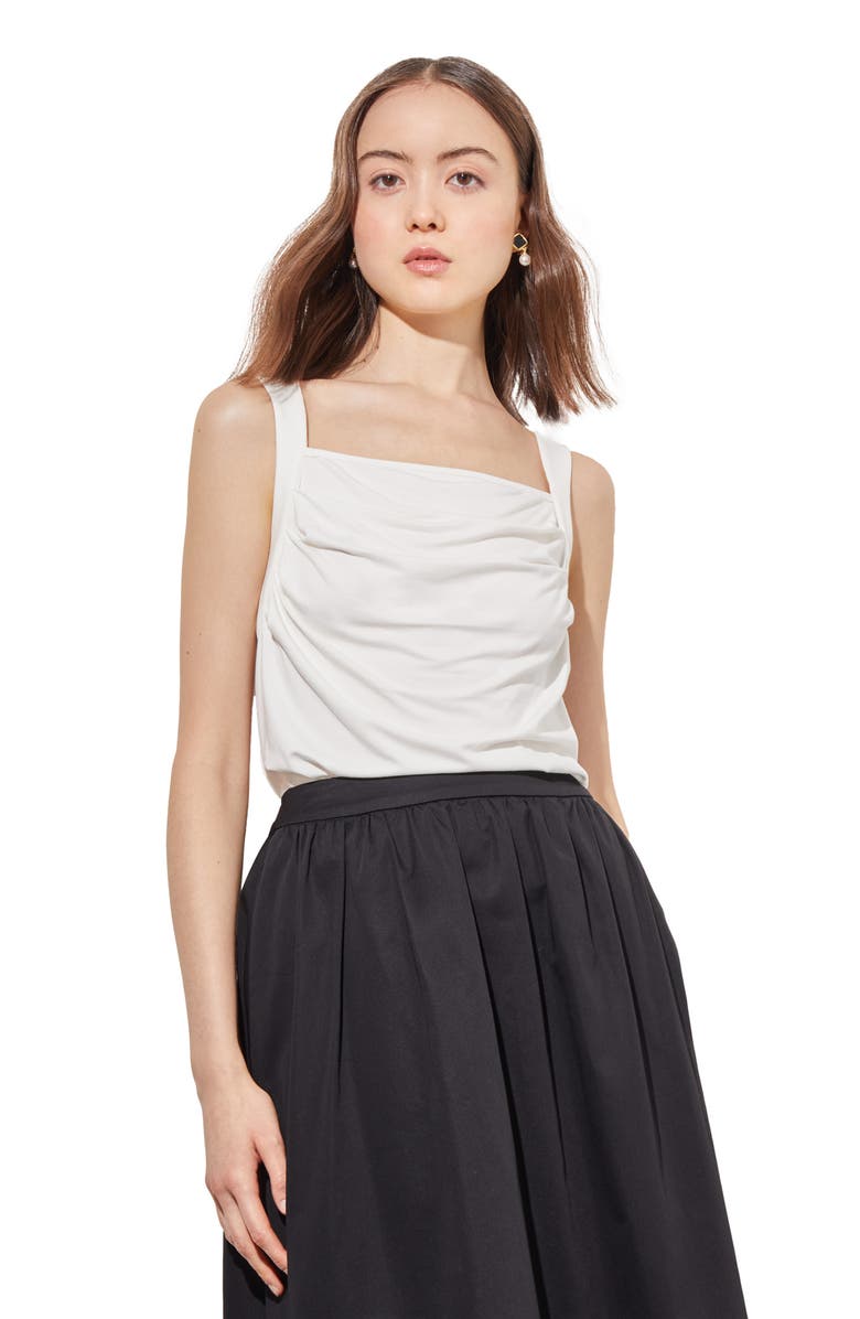 Ming Wang Front Drape Sleeveless Top, Alternate, color, White