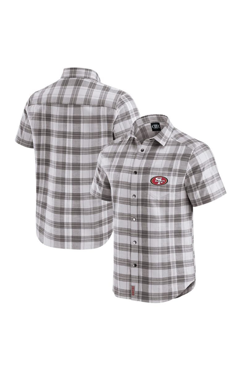 Darius Rucker Collection by Fanatics Men's Darius Rucker Collection by Fanatics Gray San Francisco 49ers Team Plaid Short Sleeve Full-Snap Shirt, Main, color, Gray