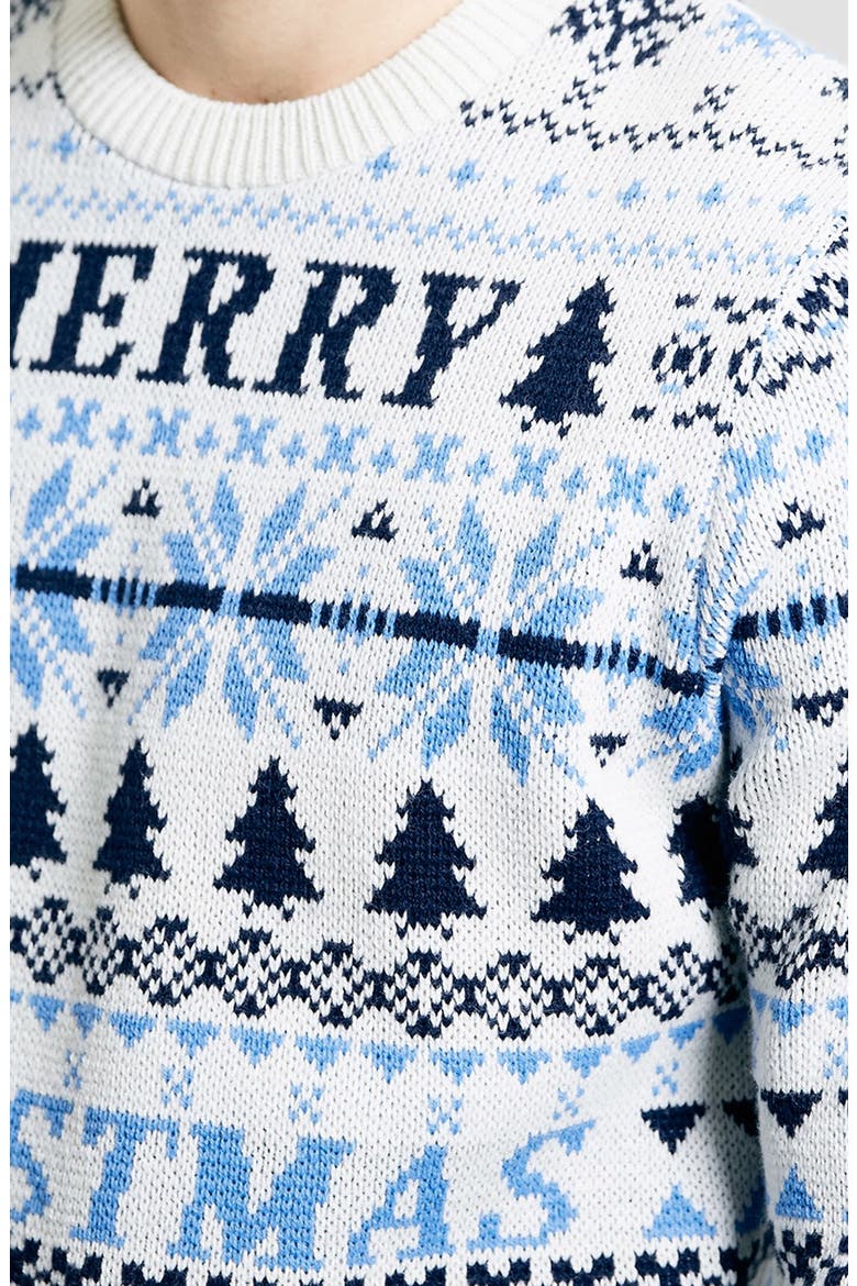 Christmas Pattern Crewneck Sweater, Alternate, color, OFF WHITE