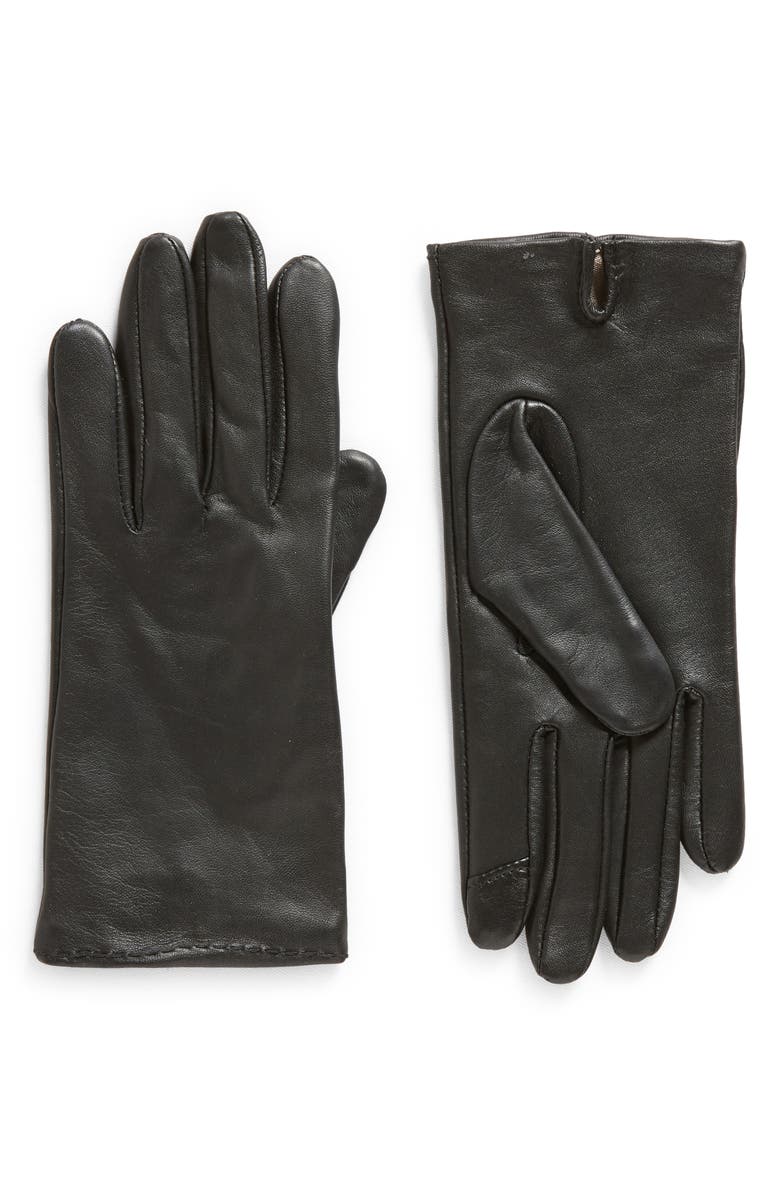 Cole Haan Silk Lined Leather Gloves, Main, color,