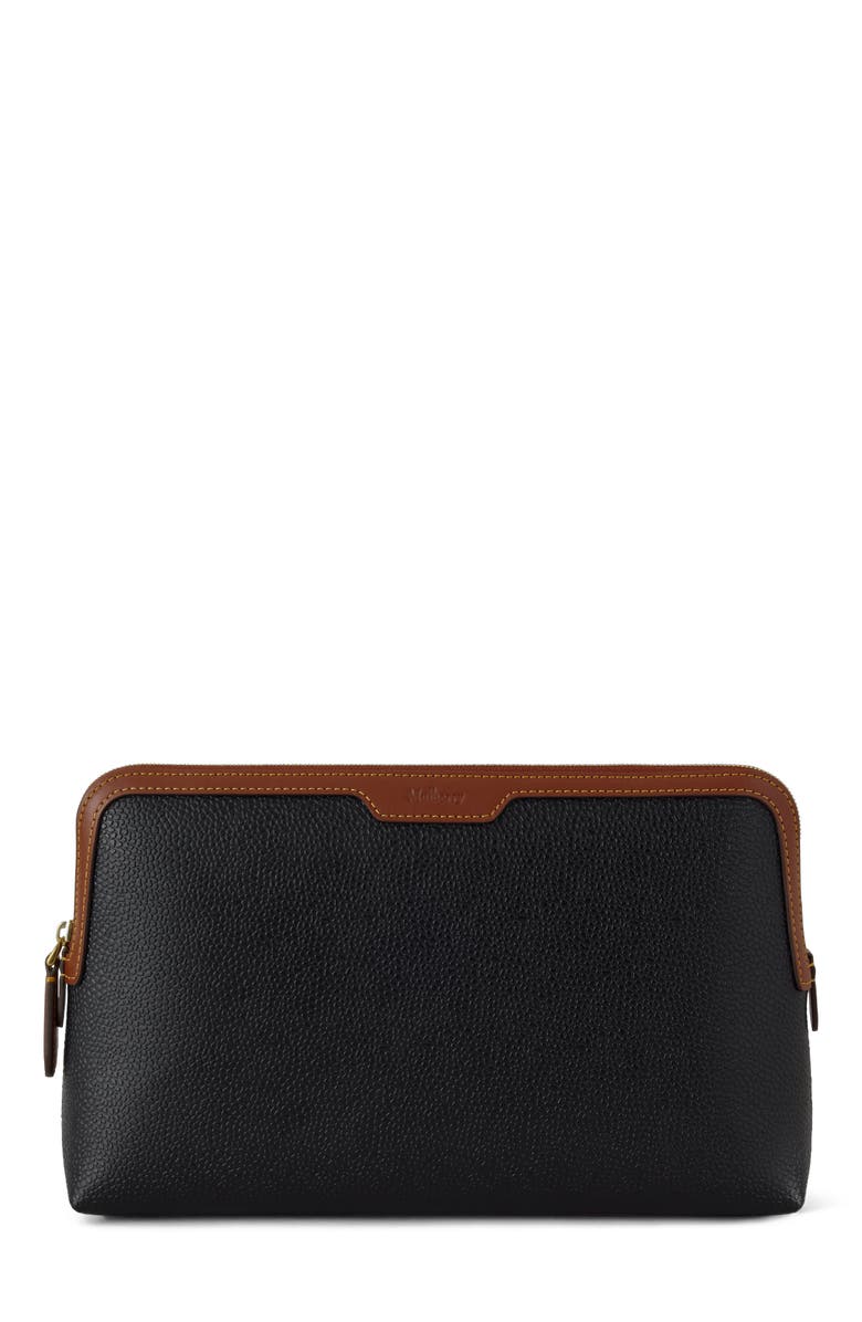 Mulberry Medium Cosmetic Pouch, Main, color, Black-Cognac