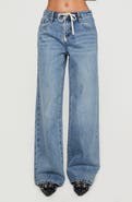Princess Polly Mellowed Out Drawstring Low Rise Wide Leg Jeans