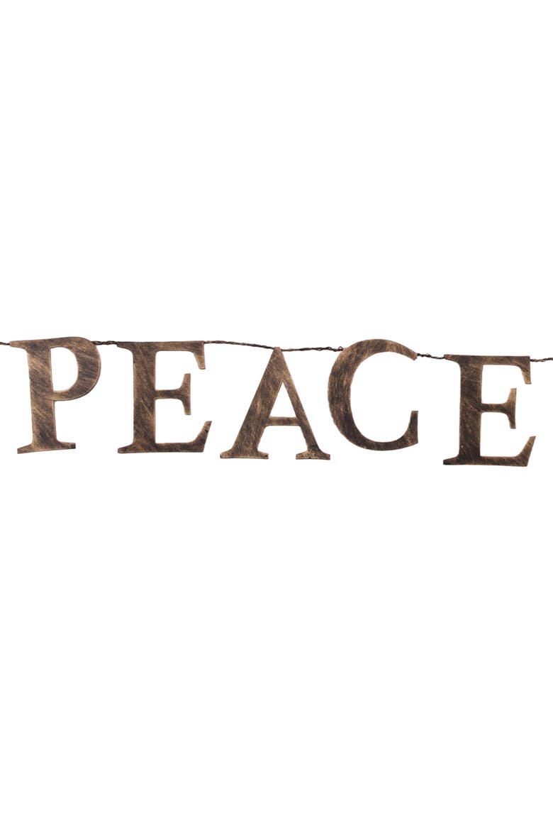 Joy Peace Love Metal Christmas Garland, Alternate, color, Brown