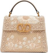 Valentino Garavani Mini Vsling Embroidered Moiré Top Handle Bag