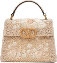 Valentino Garavani Mini Vsling Embroidered Moiré Top Handle Bag