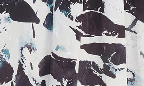 Maggy London Abstract Print Belted Handkerchief Hem Midi Dress