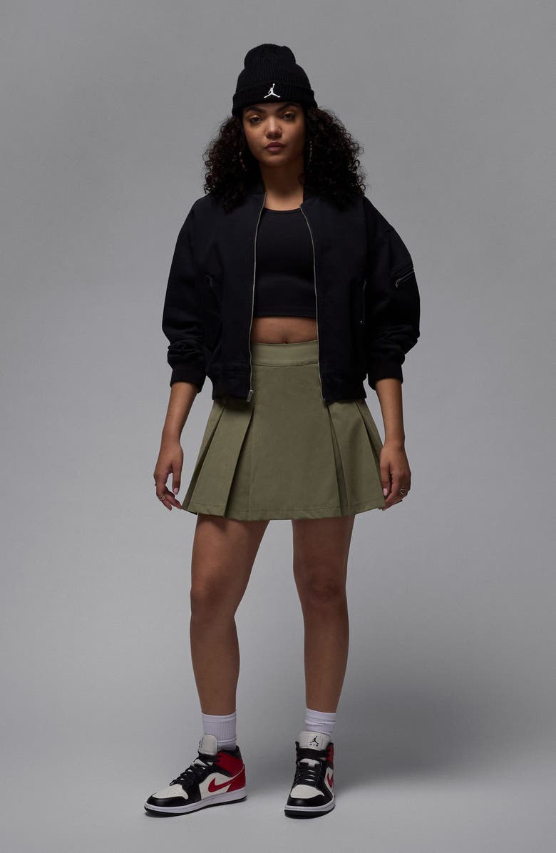 Jordan Poolside Pleated Miniskirt, Alternate, color, Medium Olive