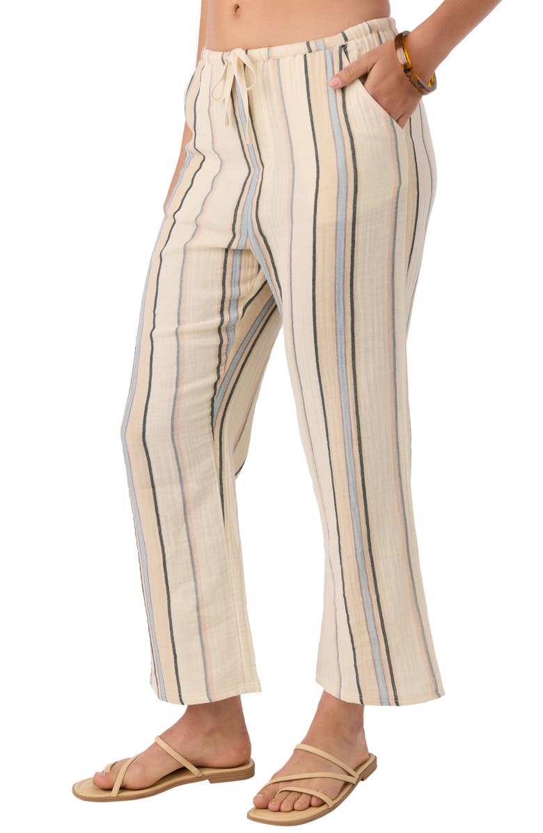 O'Neill Brenda Stripe Cotton Gauze Wide Leg Pants, Alternate, color, 