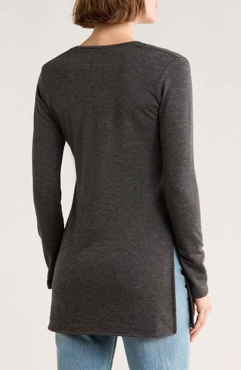 GO COUTURE V-Neck Tunic Sweater, Alternate, color, Dark Dull Gray