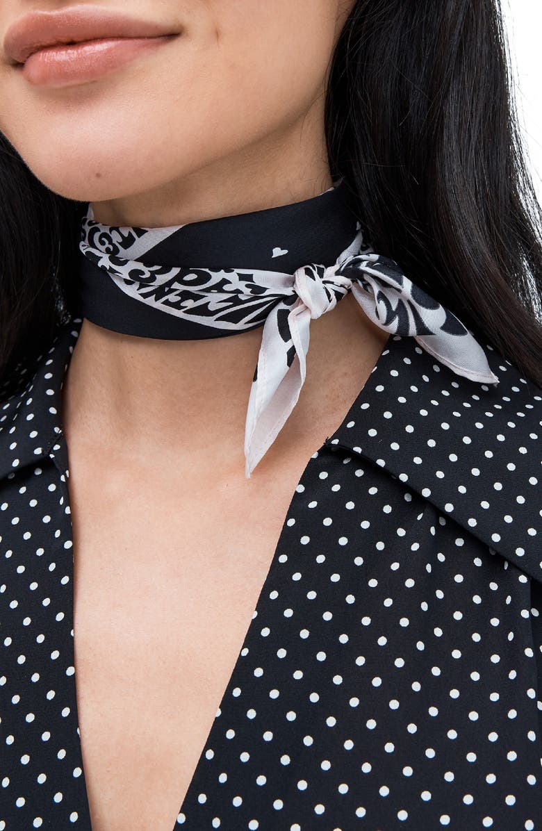 Kate Spade New York queen of hearts silk bandana scarf, Main, color, 