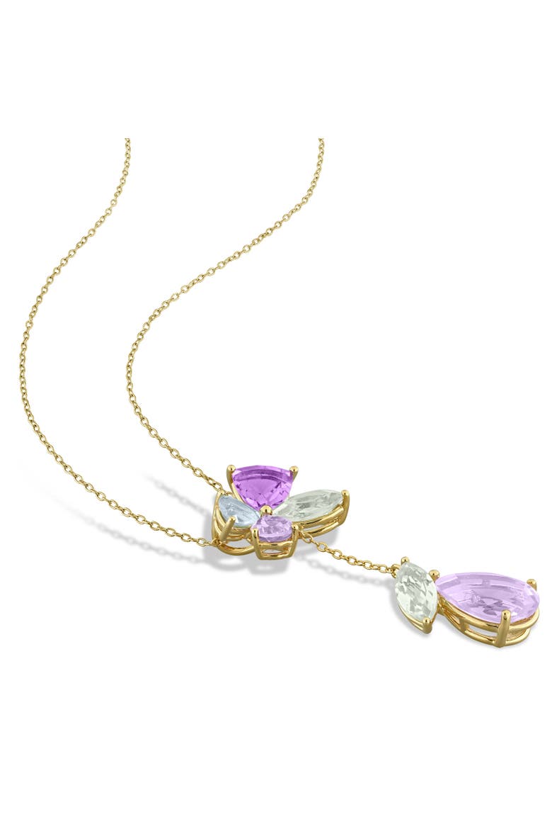 Multi-Gem Drop Pendant Necklace Yellow Silver, Alternate, color, Yellow-Plated Sterling Silver