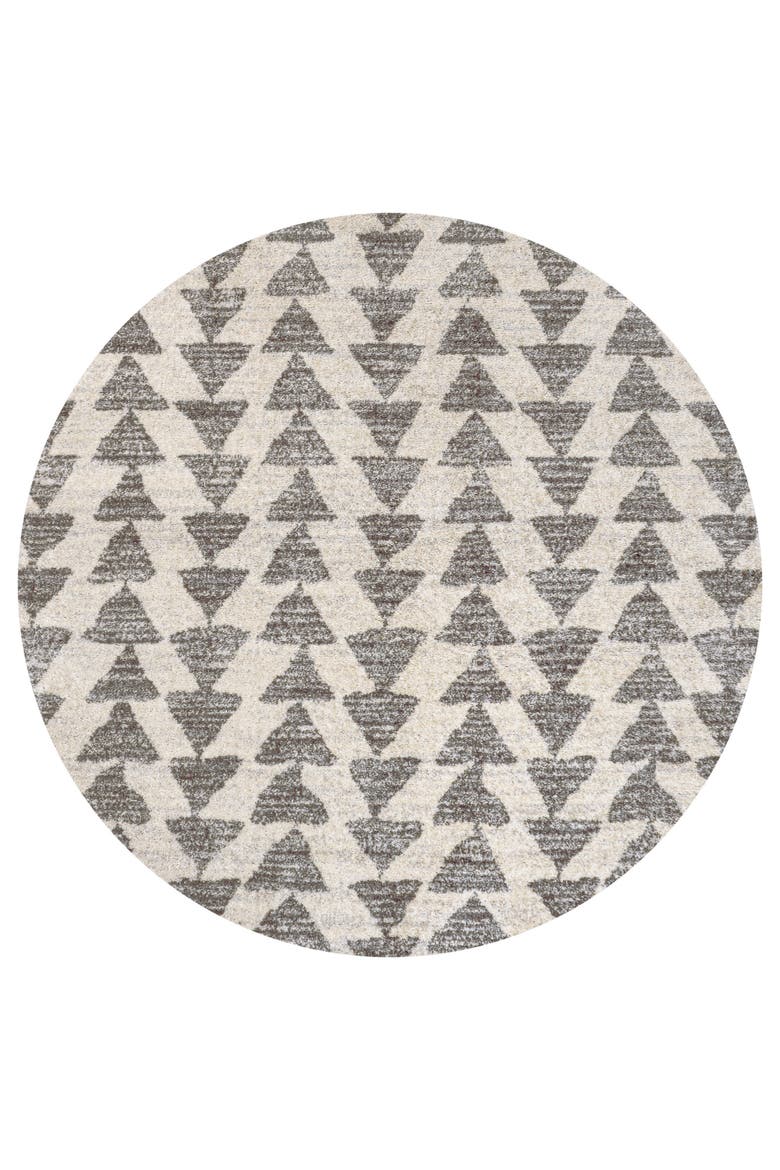 Aisha Moroccan Triangle Geometric Round Area Rug, Main, color, Cream/Gray