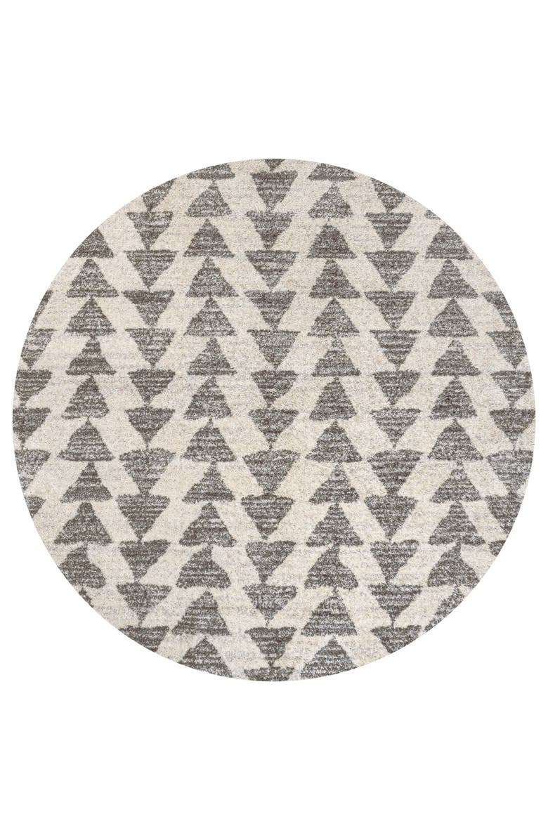 JONATHAN Y Aisha Moroccan Triangle Geometric Round Area Rug, Main, color, Cream/Gray