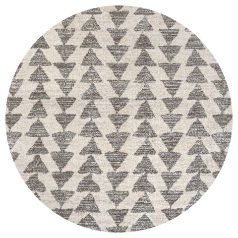 Aisha Moroccan Triangle Geometric Round Area Rug