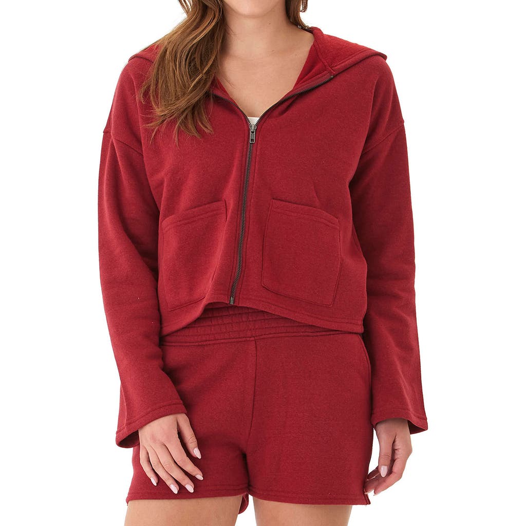 Threads 4 Thought Raychelle Front Zip Crop Hoodie In Red