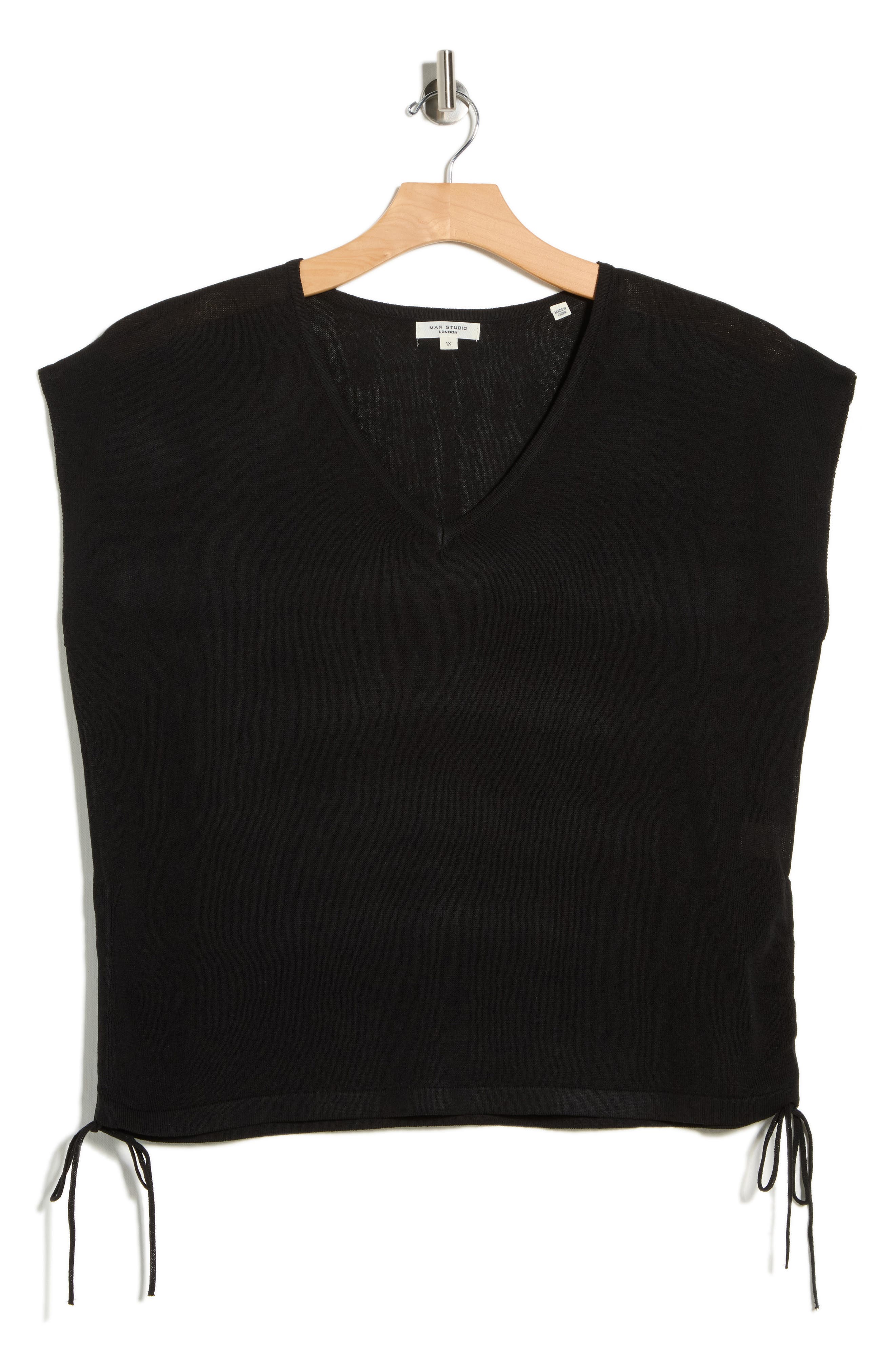 MAX STUDIO Ruched Cap Sleeve Sweater
