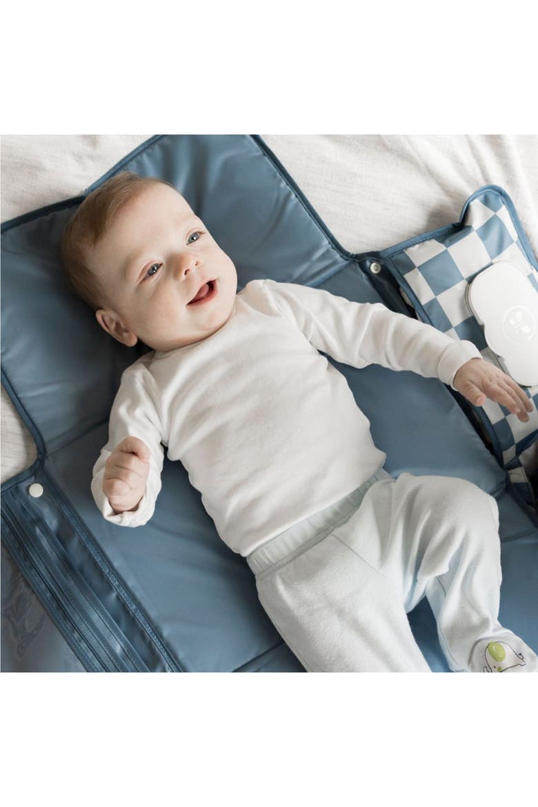 Portable/Foldable Waterproof Diaper Changing Pad with Smart Wipes Pocket, Alternate, color, Blue Checkers