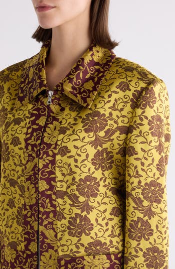 Dries Van Noten Floral Jacquard Crop Satin Jacket | Nordstrom