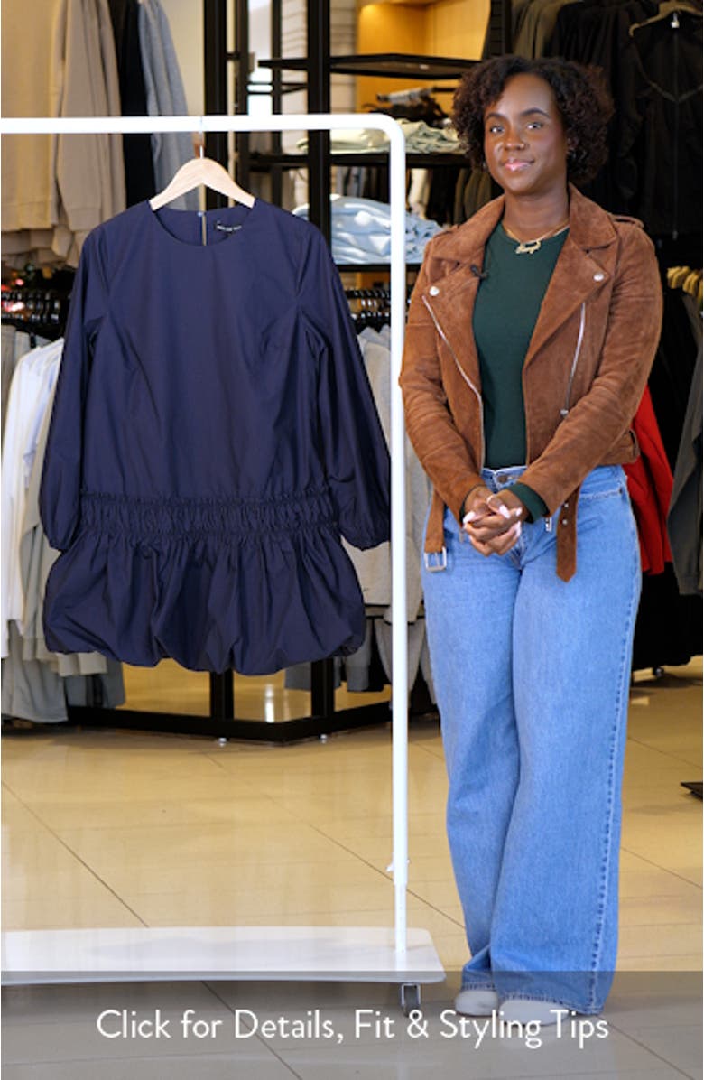 Bubble Hem Long Sleeve Cotton Minidress, sales video thumbnail