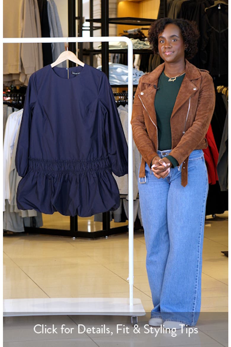 Bubble Hem Long Sleeve Cotton Minidress video