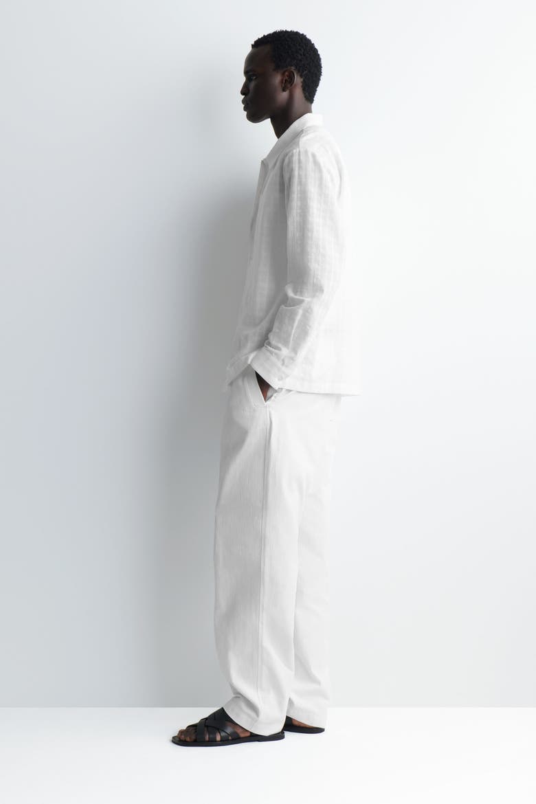 Checked Cotton Jacquard Shirt, Alternate, color, WHITE