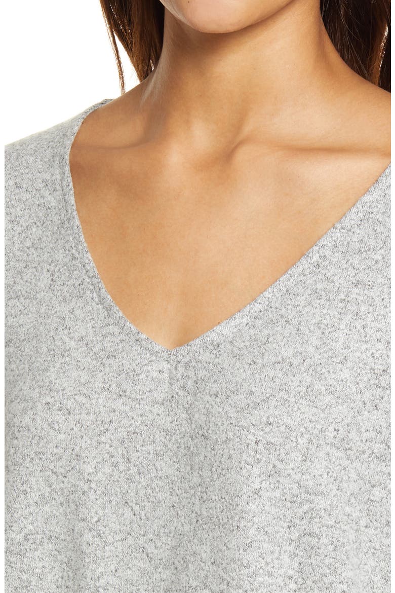 V-Neck Fleece Top, Alternate, color, H GREY