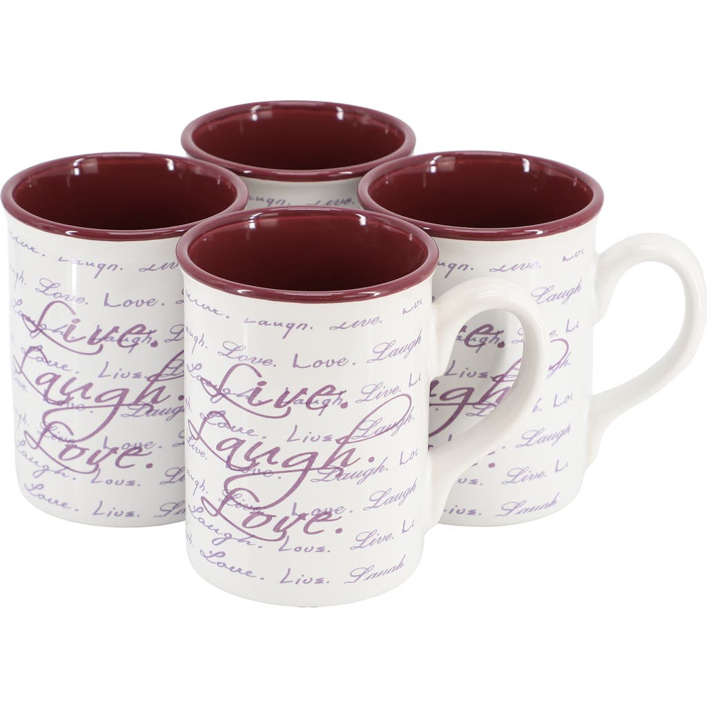 Gibson Home Inspirational Words Live, Laugh, Love 4 Piece 16 Ounce Stoneware Mug Set In Multi
