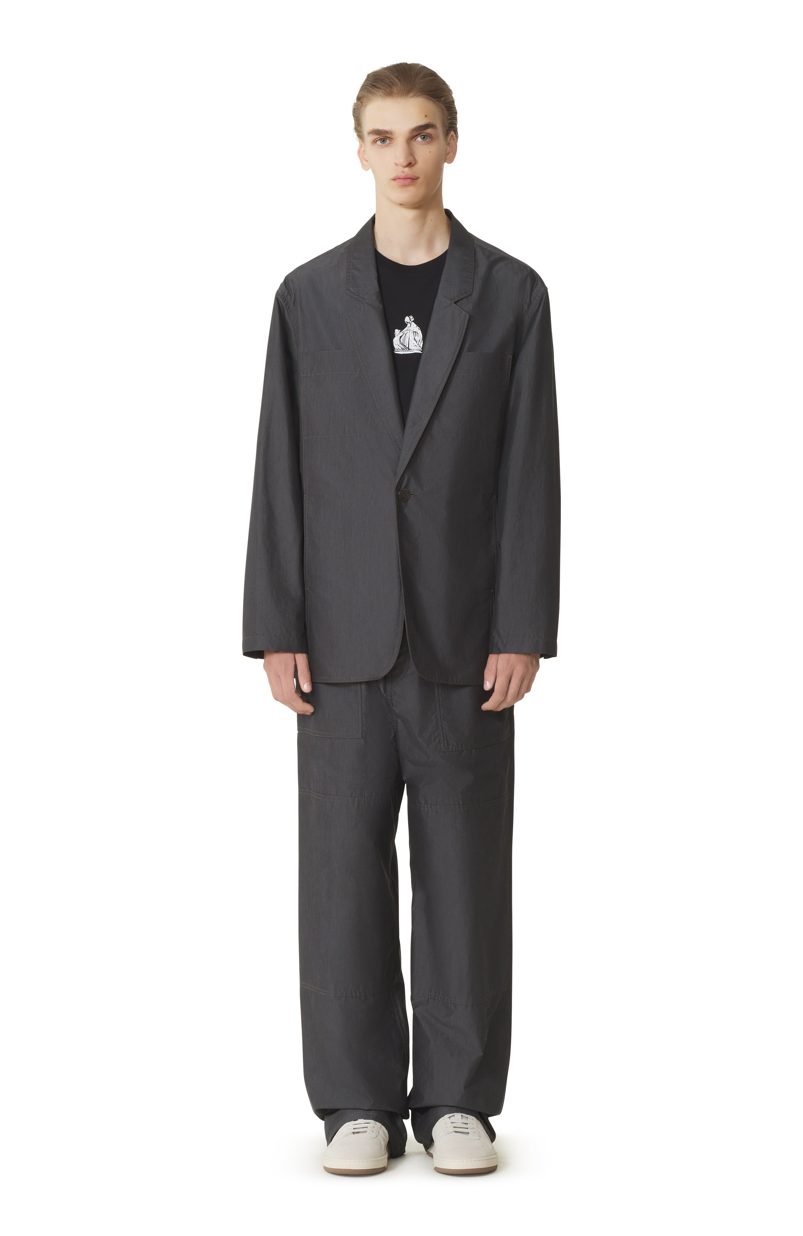 Black Loose-Fit Chambray Jacket