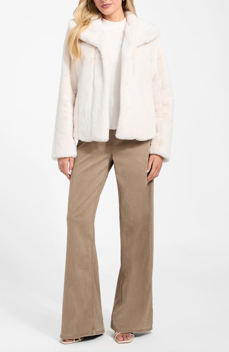 GUESS New Sophy Faux Fur Jacket, Alternate, color, Ivory