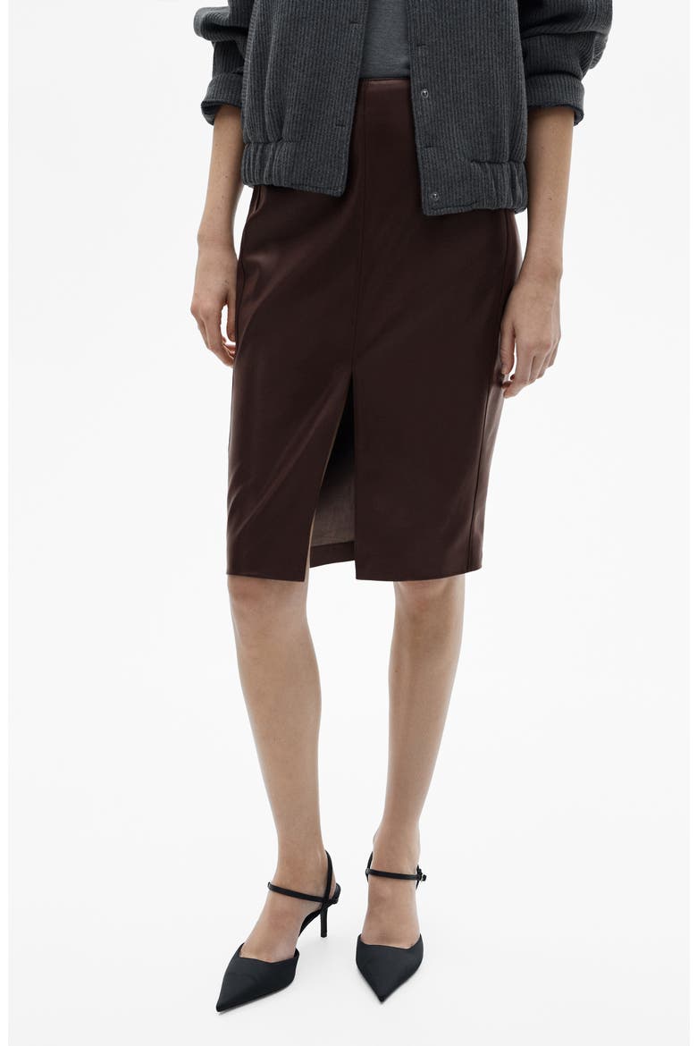 Faux Leather Pencil Skirt, Main, color, WINE