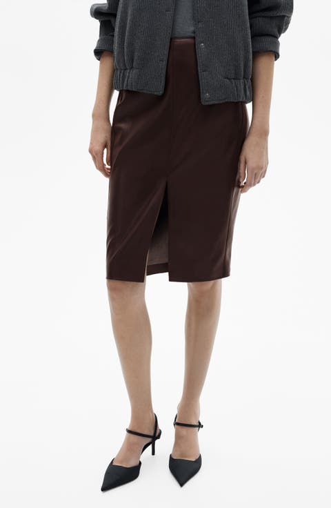 Faux Leather Pencil Skirt (Regular & Plus)