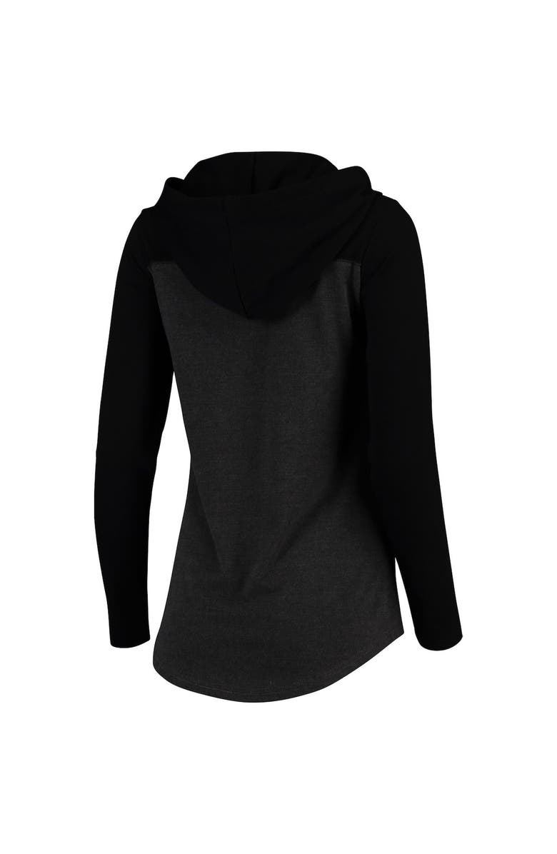CAMP DAVID Women's Charcoal Michigan State Spartans Knockout Color Block Long Sleeve V-Neck Hoodie T-Shirt, Alternate, color, 