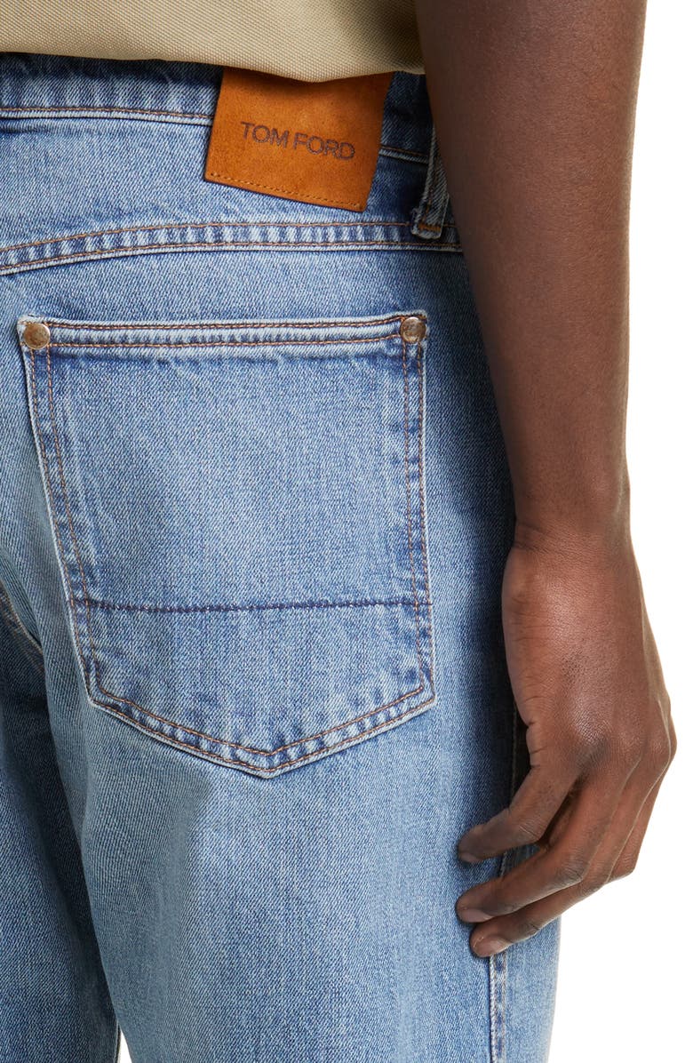 TOM FORD Tapered Fit Stretch Denim Jeans, Alternate, color, Washed Blue