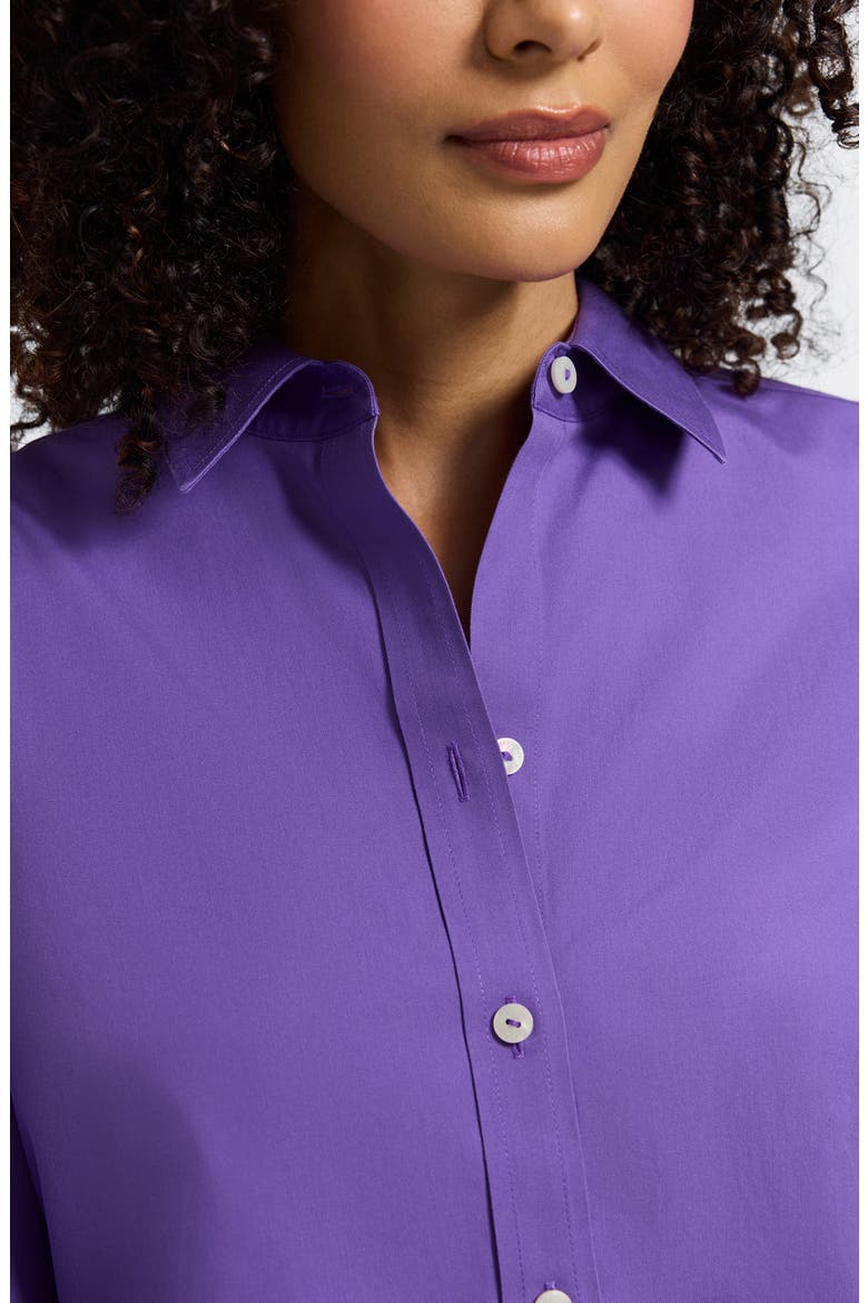 Meghan Solid Cotton Button-Up Shirt, Alternate, color, ROYAL PURP