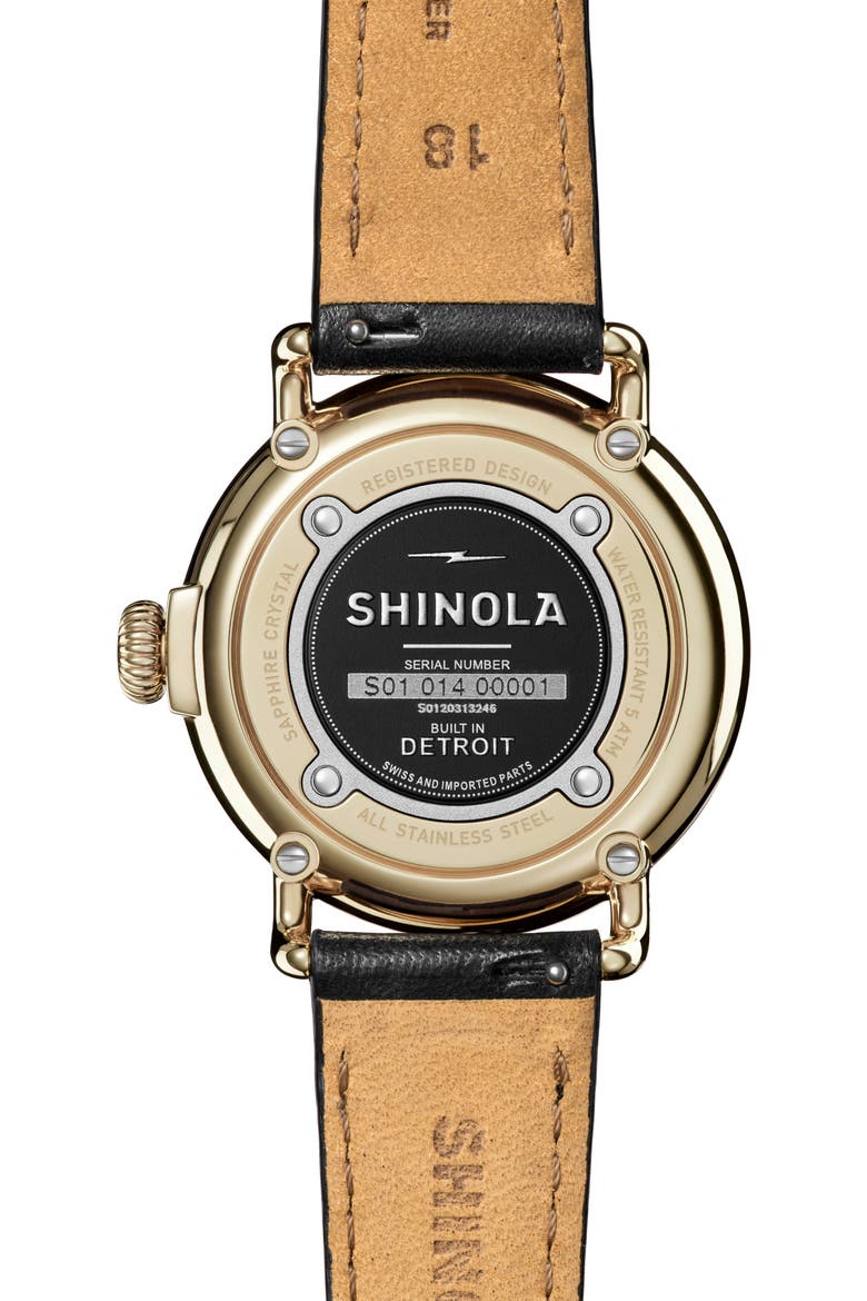 Runwell Leather Strap Watch, 36mm, Alternate, color, BLACK MOTHER OF PEARL