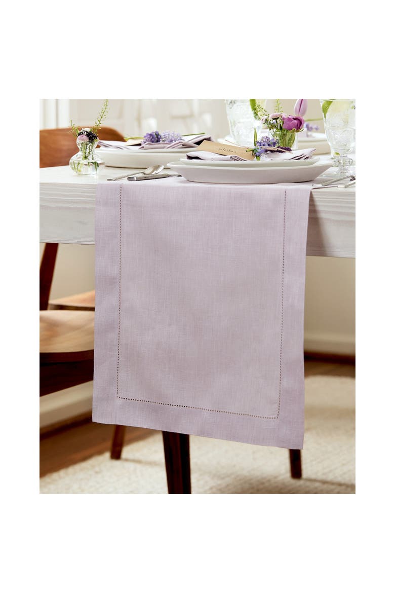 Linen Table Runner - Classic Hemstitch, Main, color, Lilac