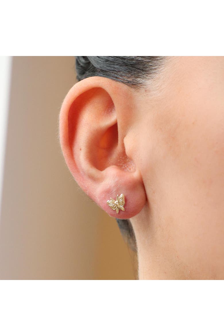 Gold Butterfly Screw Back Stud Earrings, Alternate, color, Gold