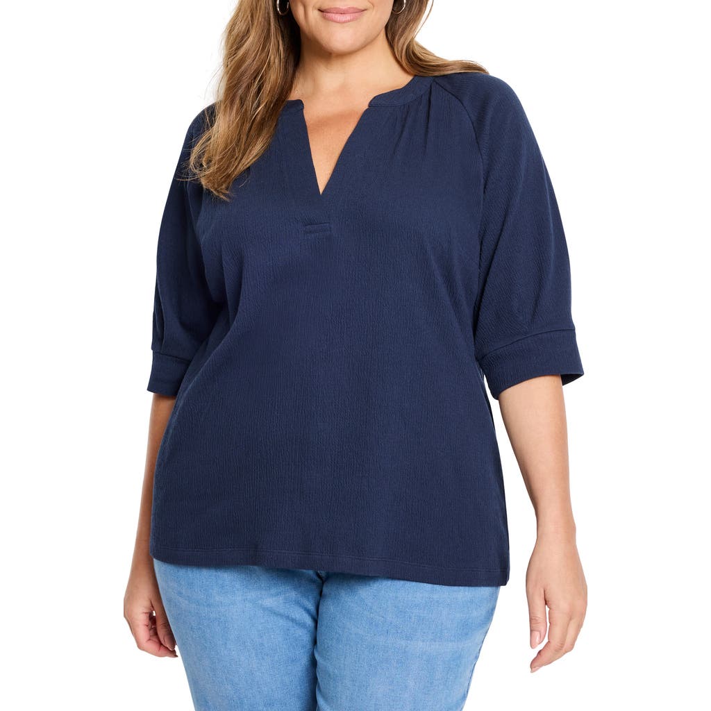 Nic + Zoe Nic+zoe Elbow Sleeve Split Neck Top