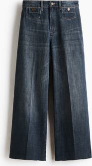 H&M Wide High Waist Ankle Jeans