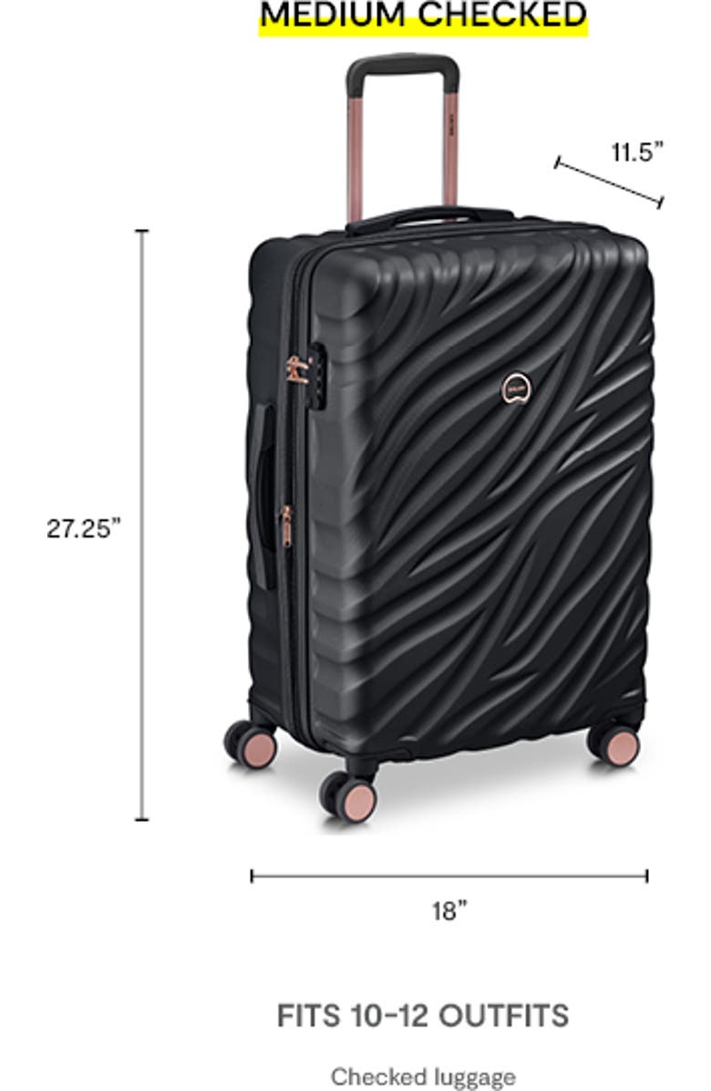Delsey Paris Alexis Hardside 25-Inch Medium Checked Expandable Spinner Luggage, Alternate, color, Black/Rose Gold