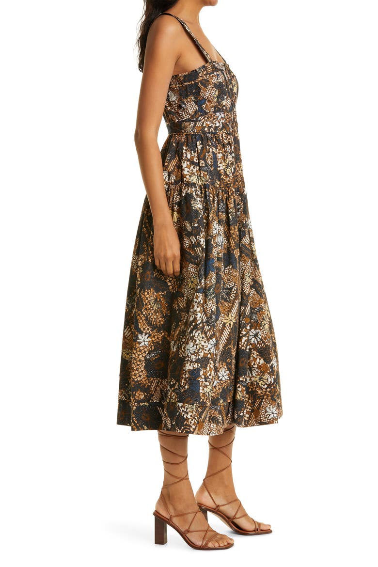 Isabela Floral Print A-Line Dress, Alternate, color, BRONZE