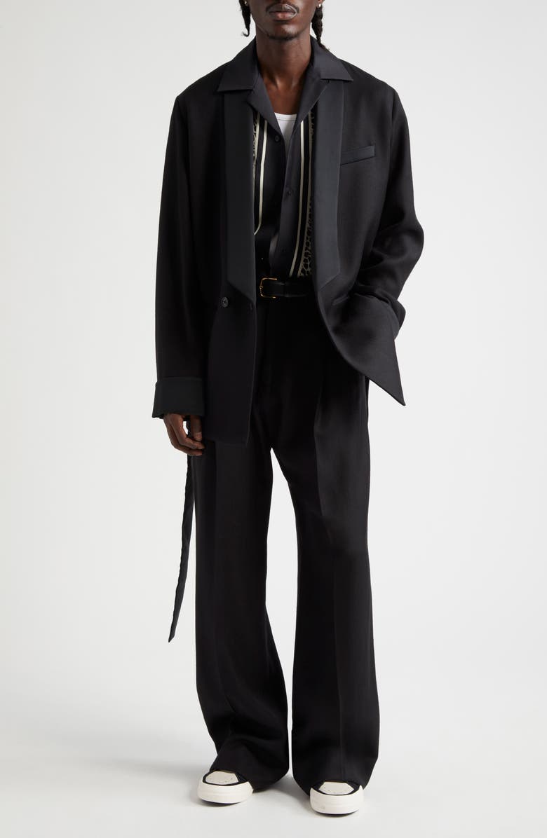 AMIRI Belted Wool Blend Smoking Jacket, Alternate, color, Black