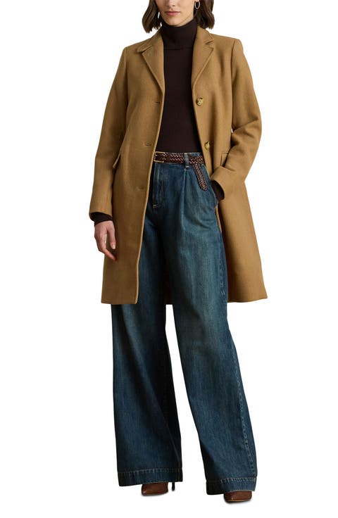 Longline Wool Blend Twill Coat