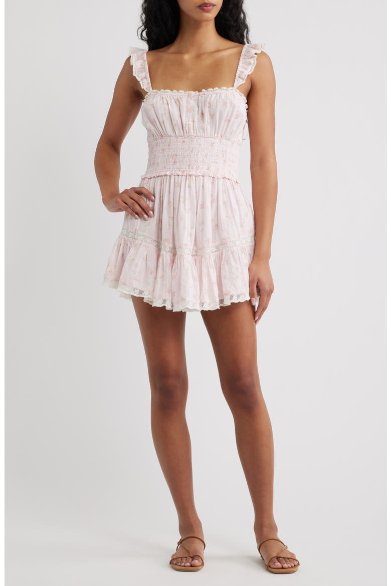 Maralina Print Ruffle Minidress, Main, color, SWEET NECTAR