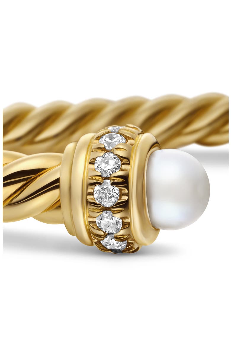 Cablespira® Bracelet in 18K Gold with Pearls & Pavé Diamonds, 3mm, Alternate, color, PEARL
