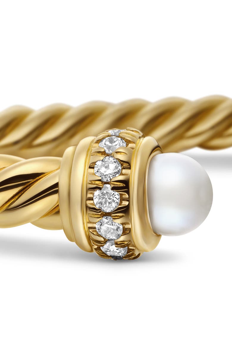 Cablespira<sup>®</sup> Bracelet in 18K Gold with Pearls & Pavé Diamonds, 3mm