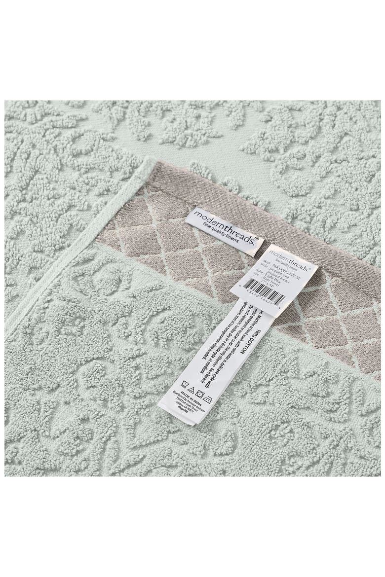 Embellished Border Damask Jacquard Towel 6-Piece Set - Grey, Alternate, color, LIGHT BLUE