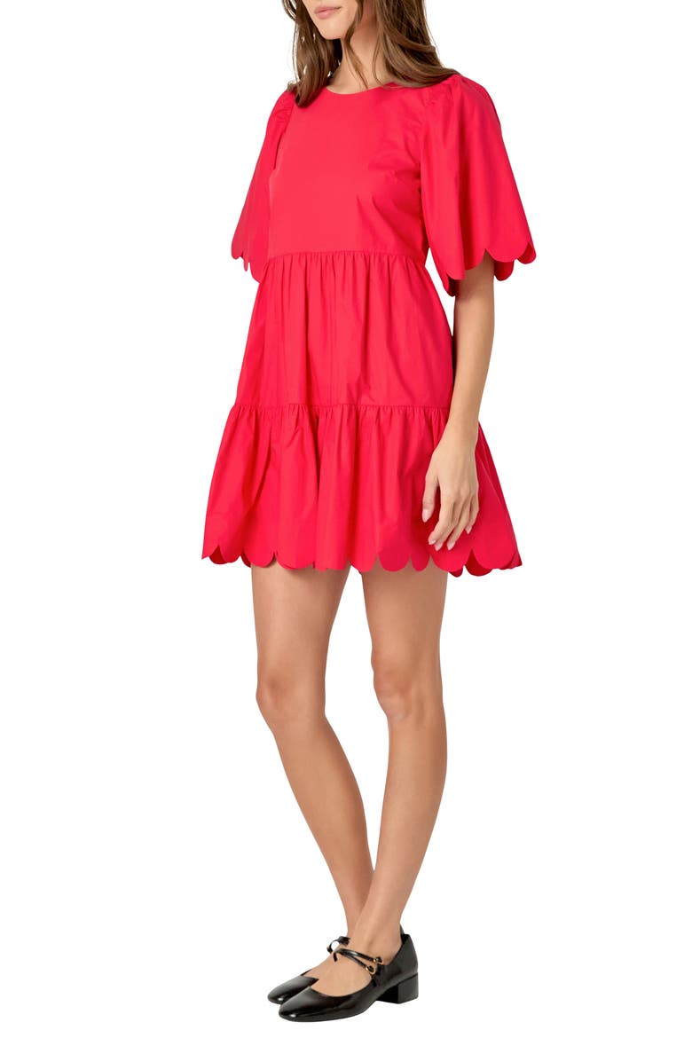 Scallop Minidress, Alternate, color, RED