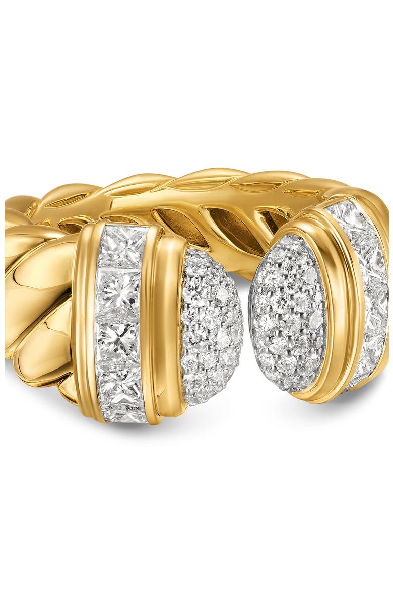 Sculpted Cable Open Cocktail Ring in 18K Yellow Gold with Diamonds, 12.4mm, Alternate, color, DIAMOND