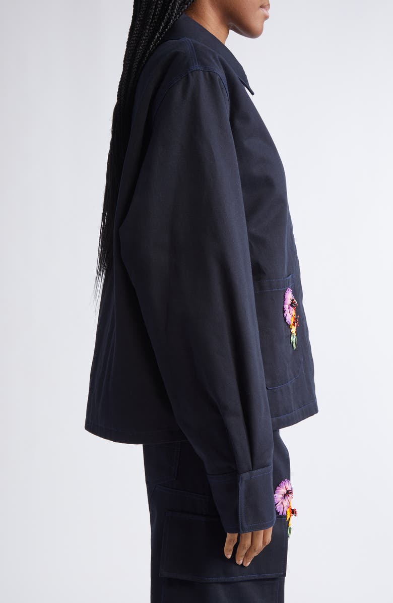 Area Flower Embellished Cargo Jacket, Alternate, color, Midnight Blue